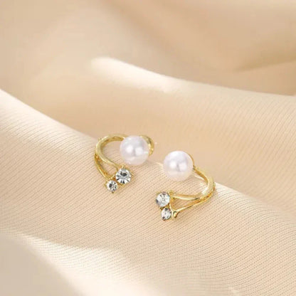 Aretes Bohemios Dorados con Perlas y Cristales Elegantes