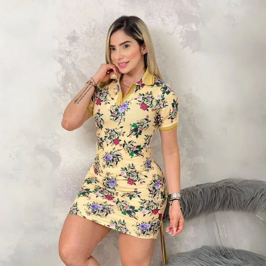 Vestido Estampado de Flores en Tela Burda para Mujer