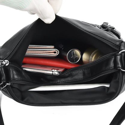 Bolso Bandolera Marrón Café de Cuero Sintético con Correa Ajustable